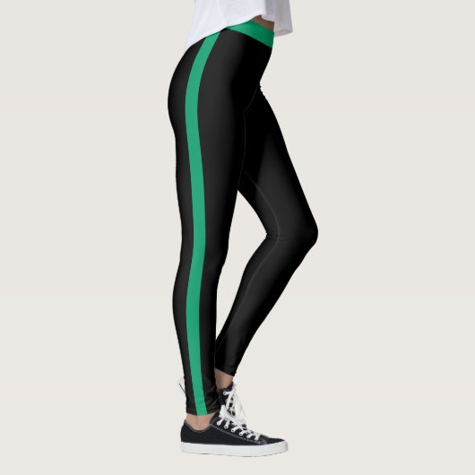 Groene Side Stripe Zwarte Leggings (Rechts)