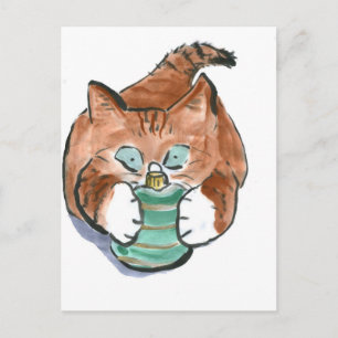 groene siervisjes passen kittenogen aan briefkaart