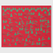 Groene siervoorwerpen - vrolijke kerst cadeaupapier (Vlak)