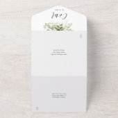 Groene Signature Script Monogram Huwelijk  All In One Uitnodiging (Buitenkant)