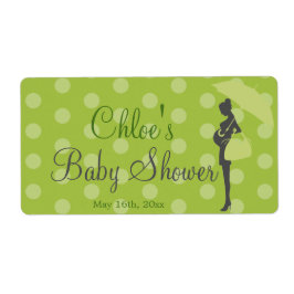 Groene Silhouet Baby shower Waterflesetiketten Etiket