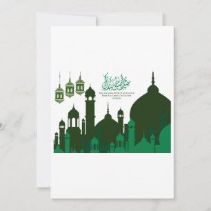 Groene Silhouette Moskee Eid-ul-Adha Mubarak kaart