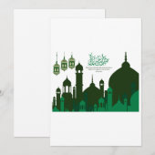 Groene Silhouette Moskee Eid-ul-Adha Mubarak kaart (Voorkant / Achterkant)