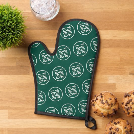 Groene Siliconen Oven Mitt met Custom Logo Pattern Ovenwant (Top down)