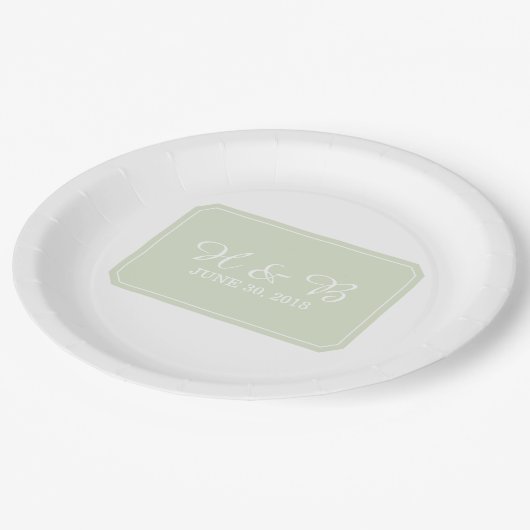 Groene simpply Elegant Wedding Papieren Bordje (Gekanteld)