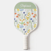 Groene Sinaasappel Aquarel Wilde Bloem Eigen Naam Pickleball Paddle (Voorkant)