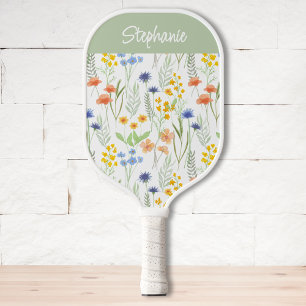 Groene Sinaasappel Aquarel Wilde Bloem Eigen Naam Pickleball Paddle