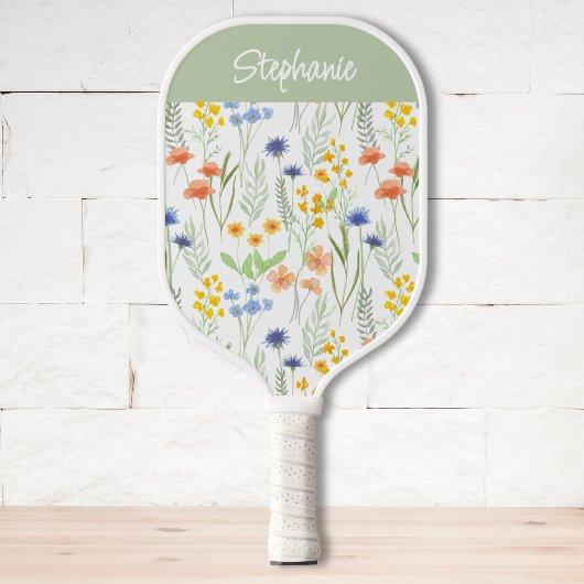 Groene Sinaasappel Aquarel Wilde Bloem Eigen Naam Pickleball Paddle