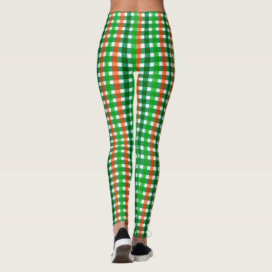 Groene Sinaasappel Iers Plaid Pattern St Patricks  Leggings (Achterkant)