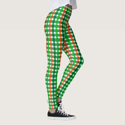 Groene Sinaasappel Iers Plaid Pattern St Patricks Leggings (Rechts)