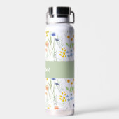 Groene Sinaasappel Waterverf Wilde Bloem Monogram Waterfles (Achterkant)