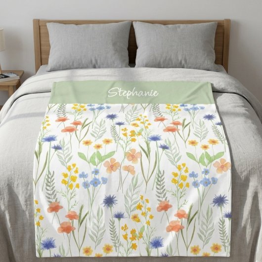 Groene Sinaasappel Waterverf Wilde Bloem Naam Fleece Deken