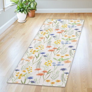 Groene Sinaasappel Waterverf Wilde Bloem Yogamat
