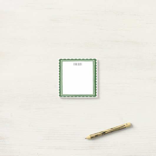 Groene Sint-Jacobsschelp Aangepaste Chic Monogram  Post-it® Notes (Op bureau)