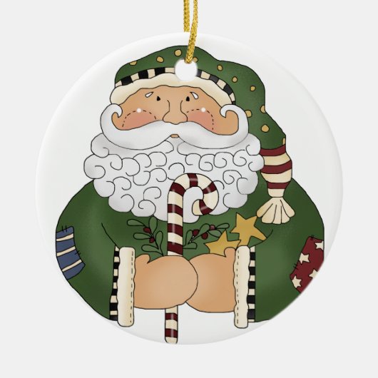 Groene Sinterklaas Classic Kerst Feestdagen Keramisch Ornament (Voorkant)