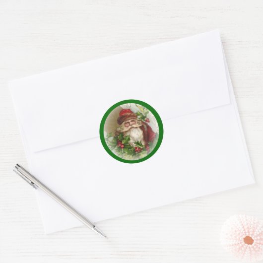 Groene  Sinterklaas Kerst stickers (Envelop)