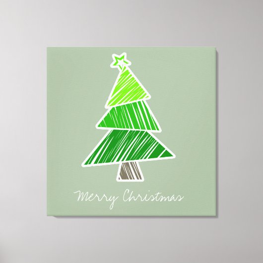 Groene Sketchy Kerstboom Verpakt Canvas (Voorkant)