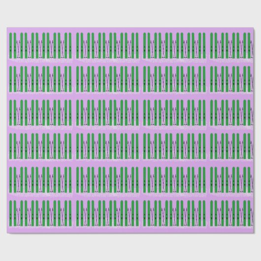 Groene ski's op paarse achtergrond inpakpapier. cadeaupapier (Vlak)