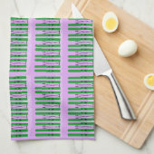 Groene ski's op paarse achtergrond keukenhanddoek (Quarter Fold)