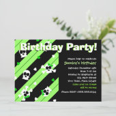 Groene Skulls en Hearts Birthday Party Kaart (Staand voorkant)