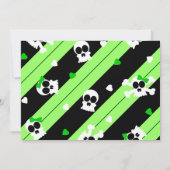 Groene Skulls en Hearts Birthday Party Kaart (Achterkant)