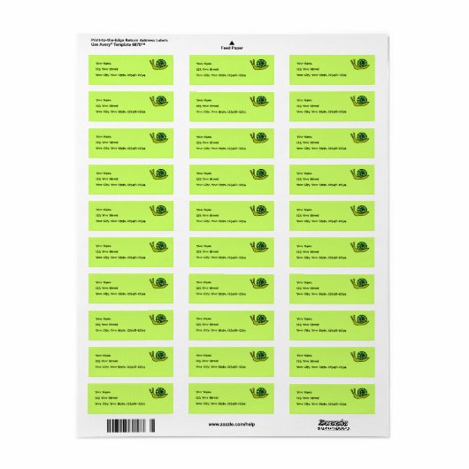 Groene slak retour adres label (Full Sheet)