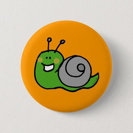 Groene slak ronde button 5,7 cm (Voorkant)