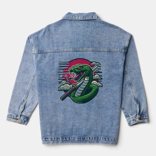 Groene slang denim jacket (Achterkant)