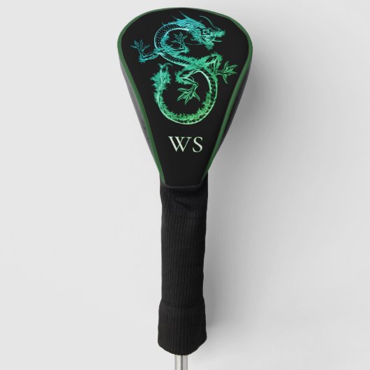 Groene Slang Draak Design | Luxe Golfheadcover (Voorkant)