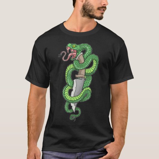 Groene slang en dolgerantiek t-shirt (Voorkant)