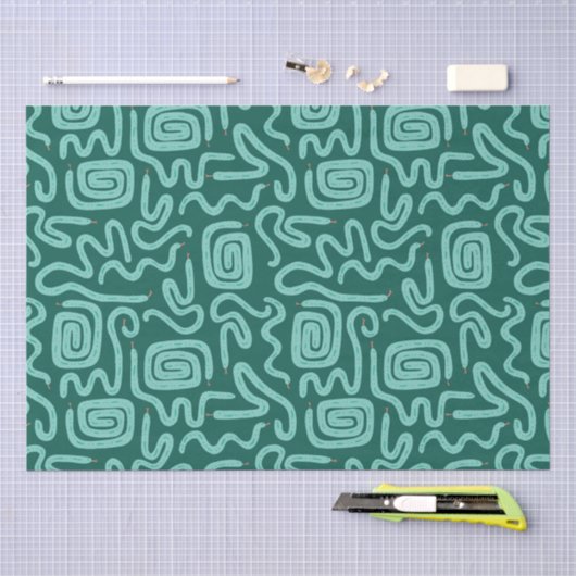 Groene slang geometrisch patroon tissuepapier (Craft)
