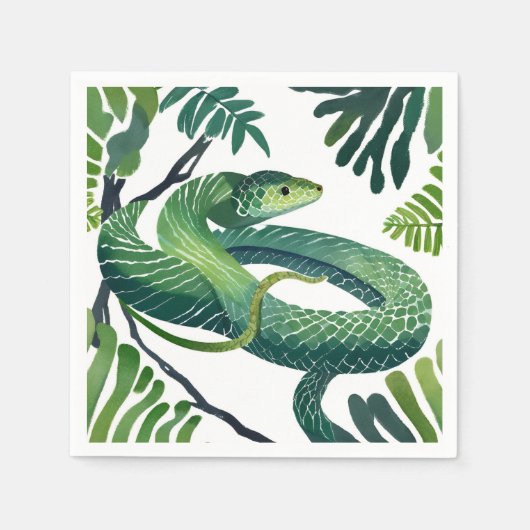 groene slang | Het jaar van de Snake Waterverf Servet (Voorkant)