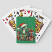 Groene slang in de kerstcadeaudoos zwarte achtergr pokerkaarten (Achterkant)