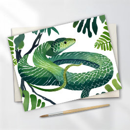 Groene Slang | Jaar van de Slang Aquarel Briefkaart