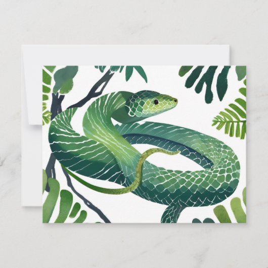 Groene Slang | Jaar van de Slang Aquarel Kaart (Voorkant)