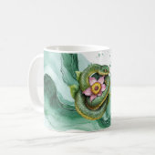 Groene Slang Roze Bloem Koffiemok (Voorkant links)