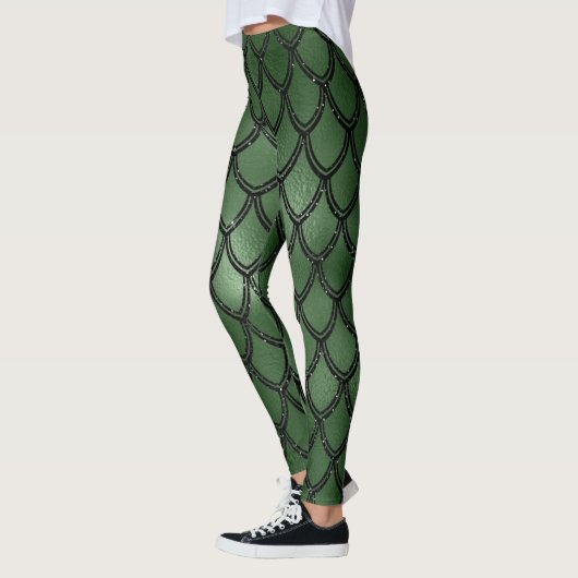 Groene Slang Serpent Reptiel Patroon Leggings (Links)