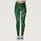 Groene Slang Serpent Reptiel Patroon Leggings (Voorkant)