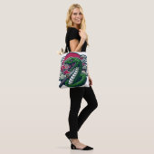 Groene slang tote bag (Op model)