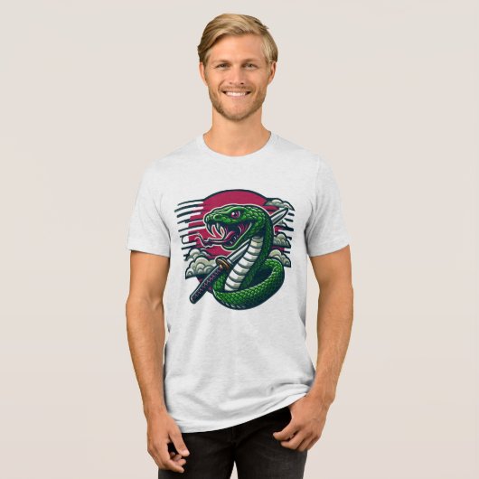Groene slang Tri-Blend shirt (Voorkant volledig)