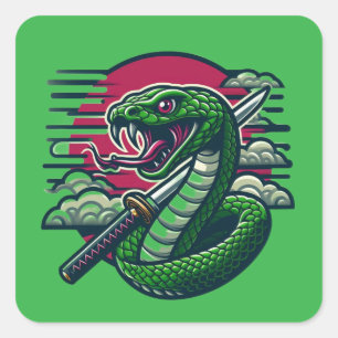 Groene slang vierkante sticker