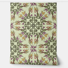 Groene Slangen Bloemen Mandala Botanische Fantasie Behang