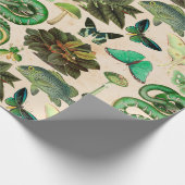 Groene slangen vis en vlinder cadeaupapier (Hoek)