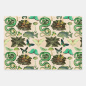 Groene slangen vis en vlinder inpakpapier vel (Voorkant 2)