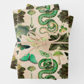 Groene slangen vis en vlinder inpakpapier vel (In situ)