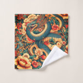 Groene slangenbloemen bad handdoek (Wasdoekje)