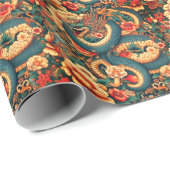 Groene slangenbloemen cadeaupapier (Rol Hoek)