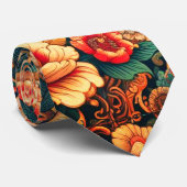 Groene slangenbloemen stropdas (Opgerold)