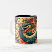 Groene slangenbloemen tweekleurige koffiemok (Voorkant links)