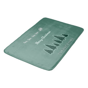 Groene slee winter voetsporen badmat